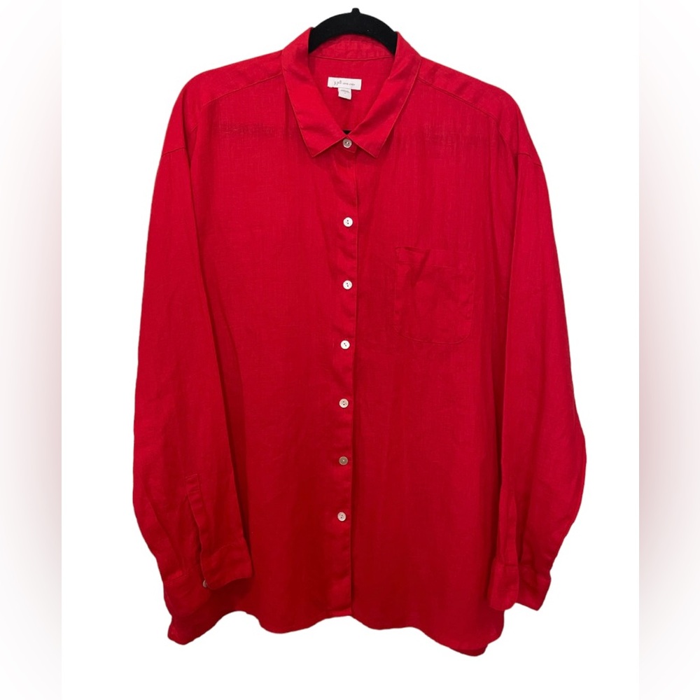J Jill Linen Shirt Womens Size Large Red